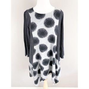 Alembika Black Gray Mixed Media 3/4 Length Sleeve Tunic 2 (8/10)